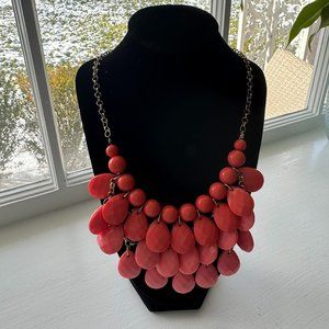 Coral Beaded Statement Necklace